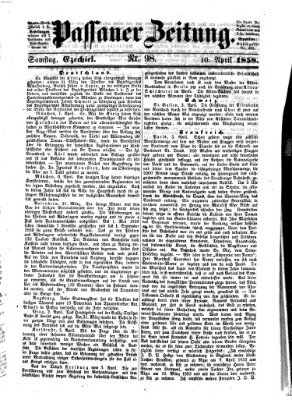 Passauer Zeitung Samstag 10. April 1858