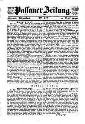 Passauer Zeitung Mittwoch 14. April 1858