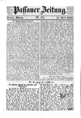 Passauer Zeitung Montag 26. April 1858