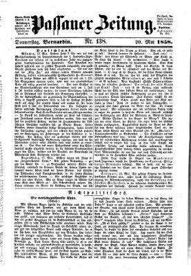 Passauer Zeitung Donnerstag 20. Mai 1858