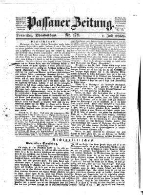 Passauer Zeitung Donnerstag 1. Juli 1858