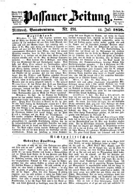 Passauer Zeitung Mittwoch 14. Juli 1858