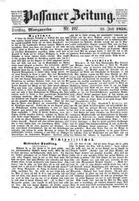 Passauer Zeitung Dienstag 20. Juli 1858