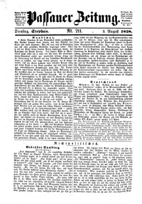 Passauer Zeitung Dienstag 3. August 1858