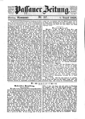 Passauer Zeitung Montag 9. August 1858