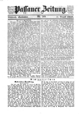 Passauer Zeitung Mittwoch 11. August 1858