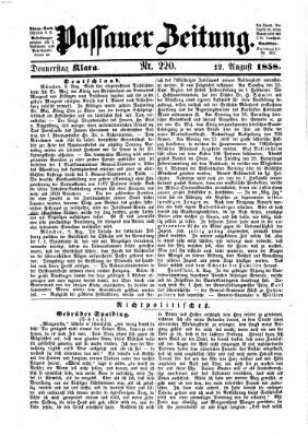 Passauer Zeitung Donnerstag 12. August 1858