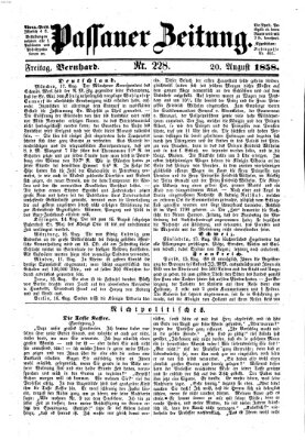 Passauer Zeitung Freitag 20. August 1858