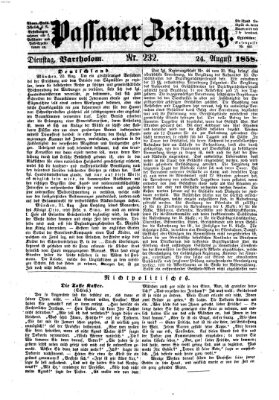 Passauer Zeitung Dienstag 24. August 1858