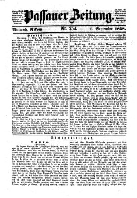 Passauer Zeitung Mittwoch 15. September 1858