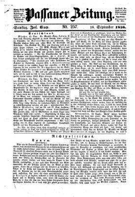 Passauer Zeitung Samstag 18. September 1858