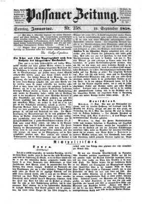 Passauer Zeitung Sonntag 19. September 1858