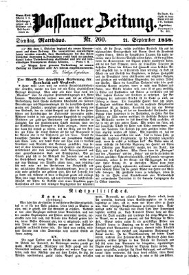 Passauer Zeitung Dienstag 21. September 1858