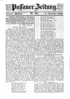 Passauer Zeitung Mittwoch 29. September 1858