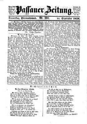 Passauer Zeitung Donnerstag 30. September 1858