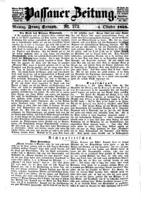 Passauer Zeitung Montag 4. Oktober 1858