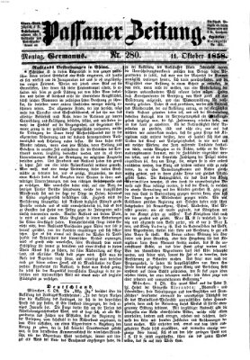 Passauer Zeitung Montag 11. Oktober 1858