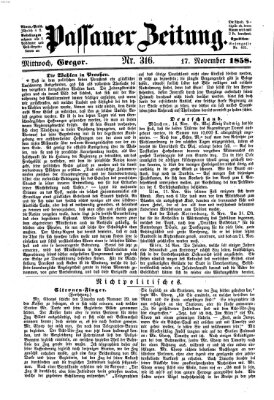 Passauer Zeitung Mittwoch 17. November 1858