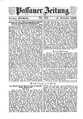 Passauer Zeitung Dienstag 23. November 1858