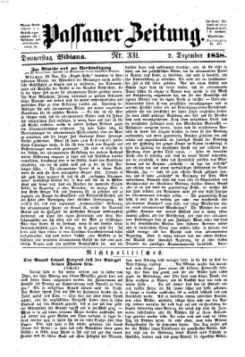 Passauer Zeitung Donnerstag 2. Dezember 1858