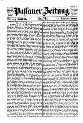 Passauer Zeitung Sonntag 5. Dezember 1858