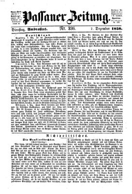 Passauer Zeitung Dienstag 7. Dezember 1858