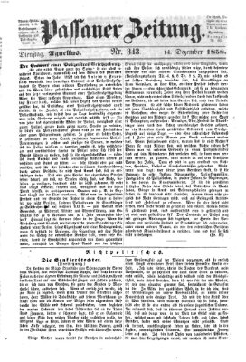 Passauer Zeitung Dienstag 14. Dezember 1858