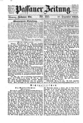 Passauer Zeitung Montag 27. Dezember 1858