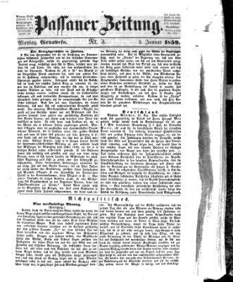 Passauer Zeitung Montag 3. Januar 1859