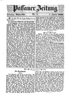 Passauer Zeitung Sonntag 9. Januar 1859