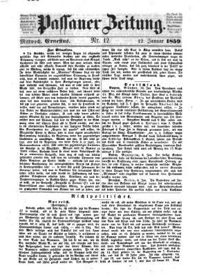 Passauer Zeitung Mittwoch 12. Januar 1859