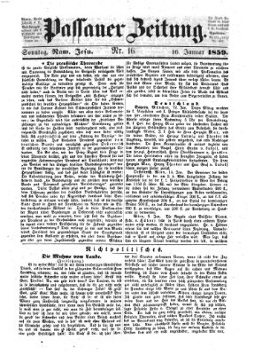 Passauer Zeitung Sonntag 16. Januar 1859