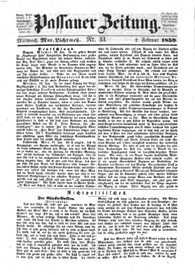 Passauer Zeitung Mittwoch 2. Februar 1859