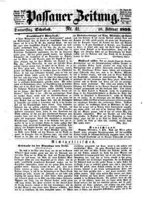 Passauer Zeitung Donnerstag 10. Februar 1859