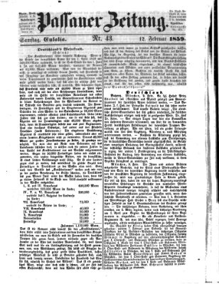 Passauer Zeitung Samstag 12. Februar 1859