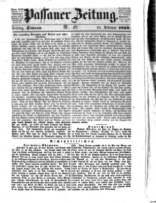 Passauer Zeitung Freitag 18. Februar 1859