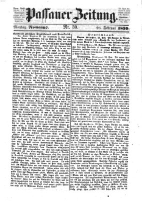 Passauer Zeitung Montag 28. Februar 1859