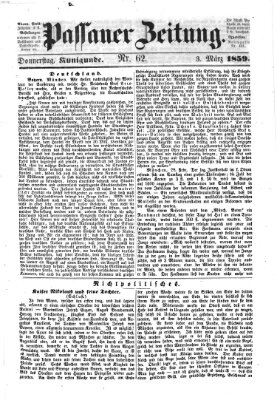 Passauer Zeitung Donnerstag 3. März 1859