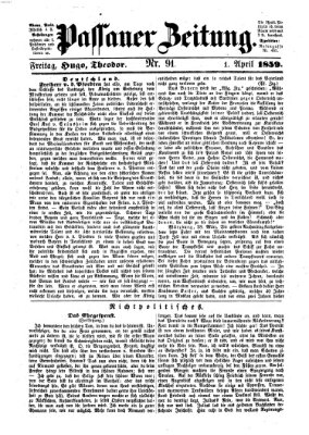 Passauer Zeitung Freitag 1. April 1859