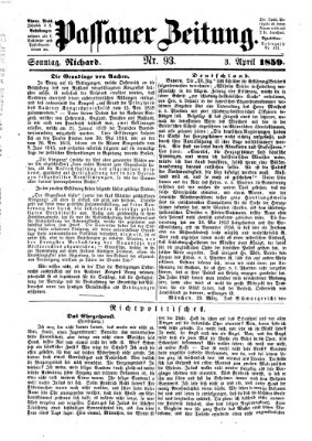 Passauer Zeitung Sonntag 3. April 1859