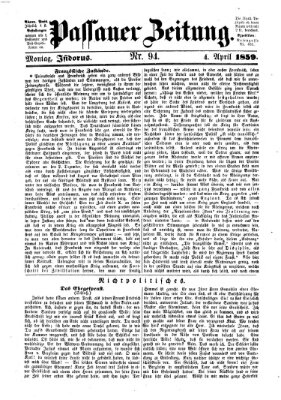 Passauer Zeitung Montag 4. April 1859