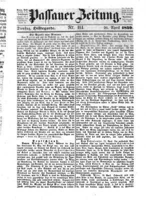 Passauer Zeitung Dienstag 26. April 1859