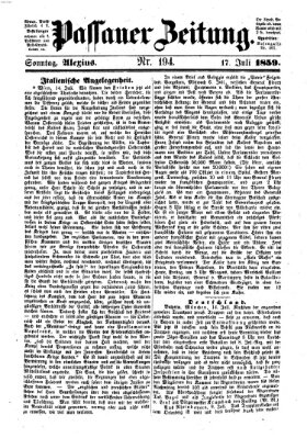 Passauer Zeitung Sonntag 17. Juli 1859