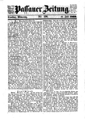 Passauer Zeitung Dienstag 19. Juli 1859