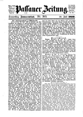 Passauer Zeitung Donnerstag 28. Juli 1859