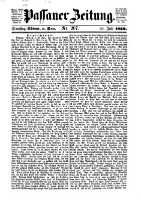 Passauer Zeitung Samstag 30. Juli 1859