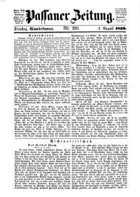 Passauer Zeitung Dienstag 2. August 1859