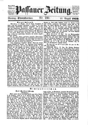 Passauer Zeitung Montag 22. August 1859