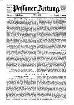 Passauer Zeitung Dienstag 23. August 1859