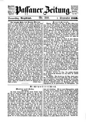 Passauer Zeitung Donnerstag 1. September 1859